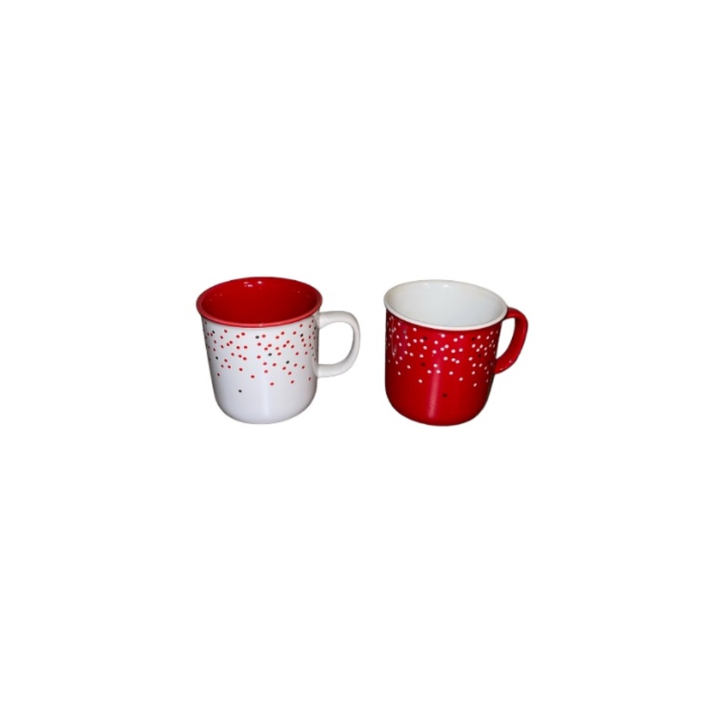 David’s Tea Red and White Polka Dot Ceramic Mug Set (2 Pcs.)